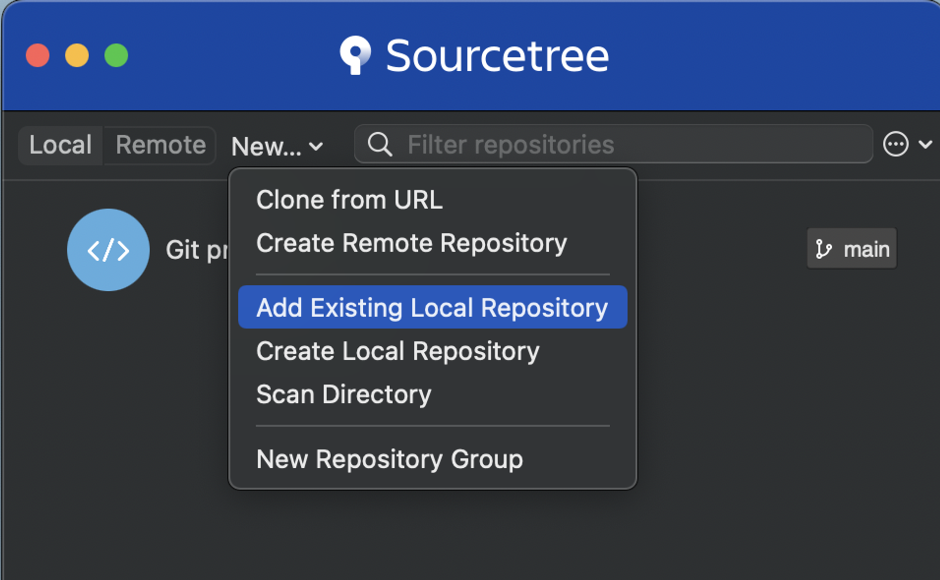 使用SourceTree新增本地的數據庫